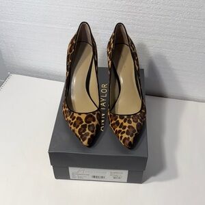 Ann Taylor Mila Animal Print leather hair calf Heels
